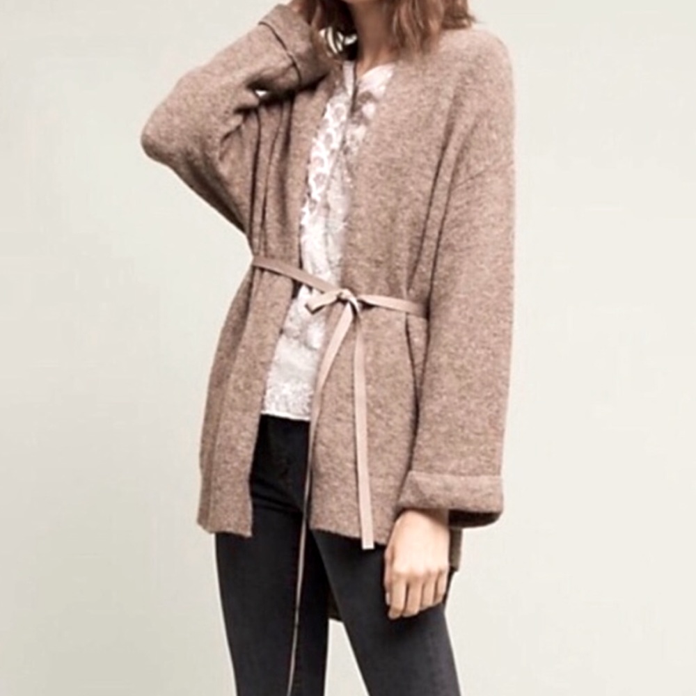 Anthropologie Moth Tie Waist Oversized Sweater